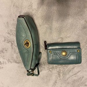 Authentic Coach turnlock wristlet & mini wallet